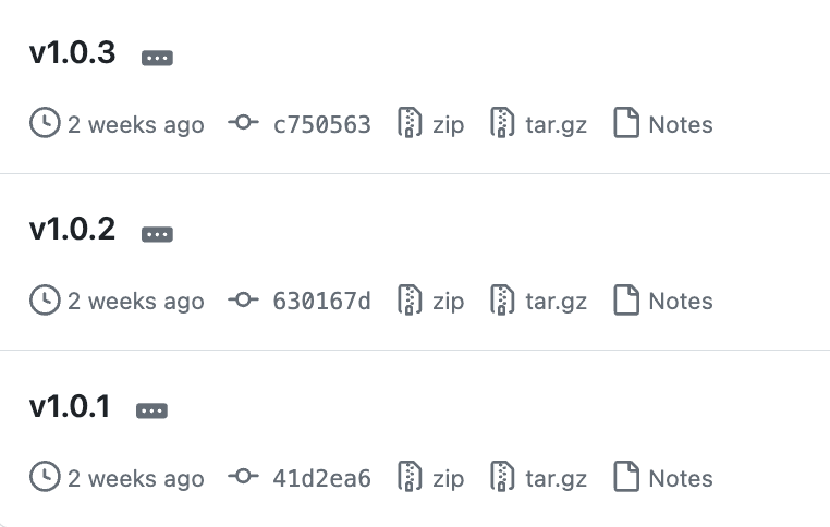 GitHubのリリースタグのスクリーンショット